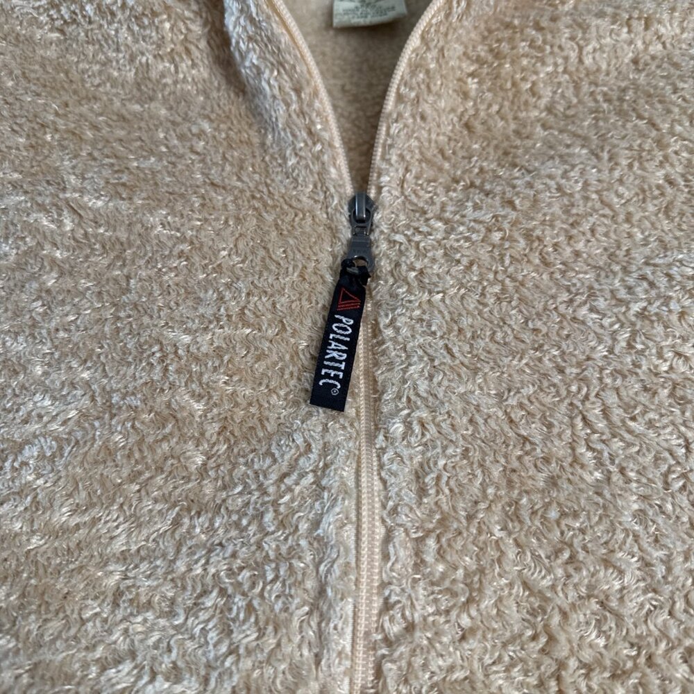 Cabelas Polartec Fleece Vest Womens Medium Tan Beige Full Zip High Pile L19VT110 - Picture 3 of 9